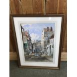 A LUDOVICI watercolour 'A Street in Normandy' signed lower right dated 1896 53 x 36 cm