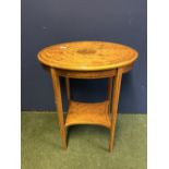 Satinwood circular 2 tier table