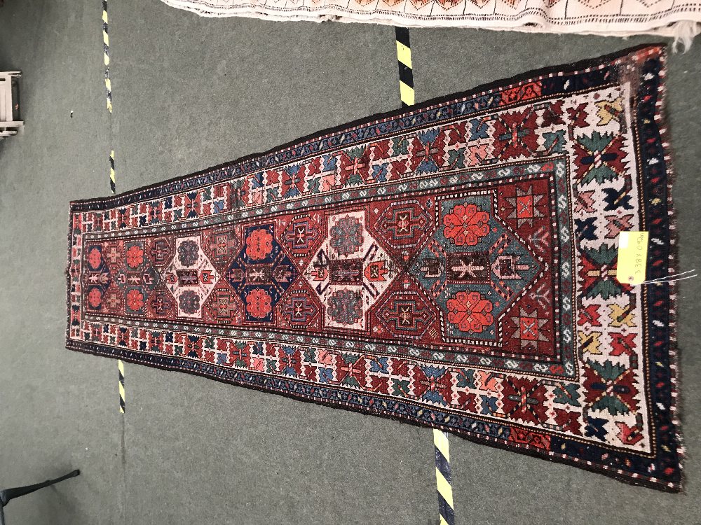 Antique Caucasian Kazak runner 3.38 X 0.92m