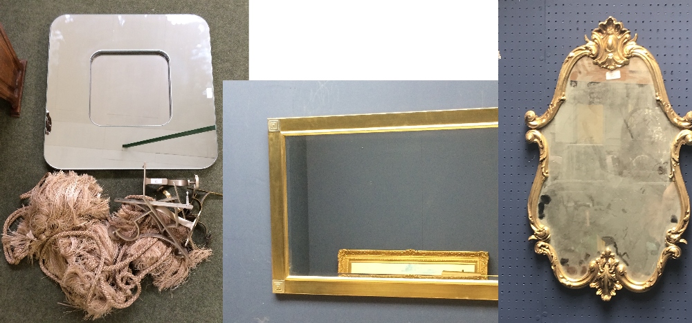 Modern rectangular mirror with bevelled glass 106 x 76 cm & Curtain tie backs & modern square mirror