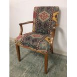 Light oak contemporary upholstered open armchair