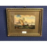 Oil on panel 'Dutch Marine Scene with Fishing Boats' 12 x 17.5 cm