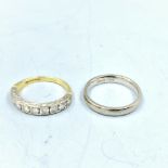 18ct gold & diamond half eternity ring, set with single line of brilliant cut diamonds chased &