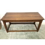 French oak plank top kitchen table with stretchers to base 150 cm L