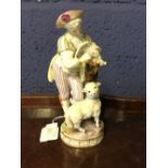 C19th Porcelain figure of a milkmaid Meissen cross swords mark to base 15cm H