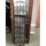 Pair of Gothic oak & glass doors 227 cm & lead lined glass panels