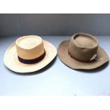 Akubra Austrailian bush hat & a Panama hat