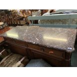 Victorian mahogany sideboard with 2 fitted green baize cutlery drawers above 2 cupboards & shaped