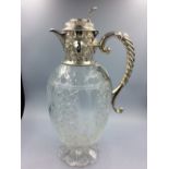 Victorian silver mounted cut glass claret jug William & G Sissons Sheffield 1887