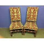 Pair of tapestry covered dining chairs