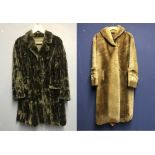 Half length sheared rabbit ladies coat & full length beaver lamb wool coat (114 cm) approx 14-16