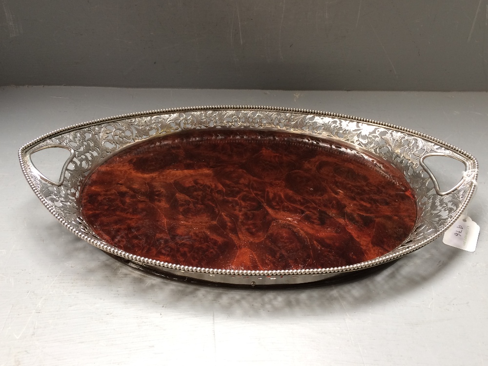 Silver peirced mounted tray with London import marks