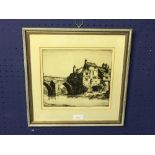 After Kenneth Steel black & white etching 'Elvet Bridge Durham' signed in pencil on mount 20 x 22 cm