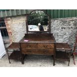 Pair of modern reproduction 2 tier bedside tables , & dressing table with mirror over 3 drawers