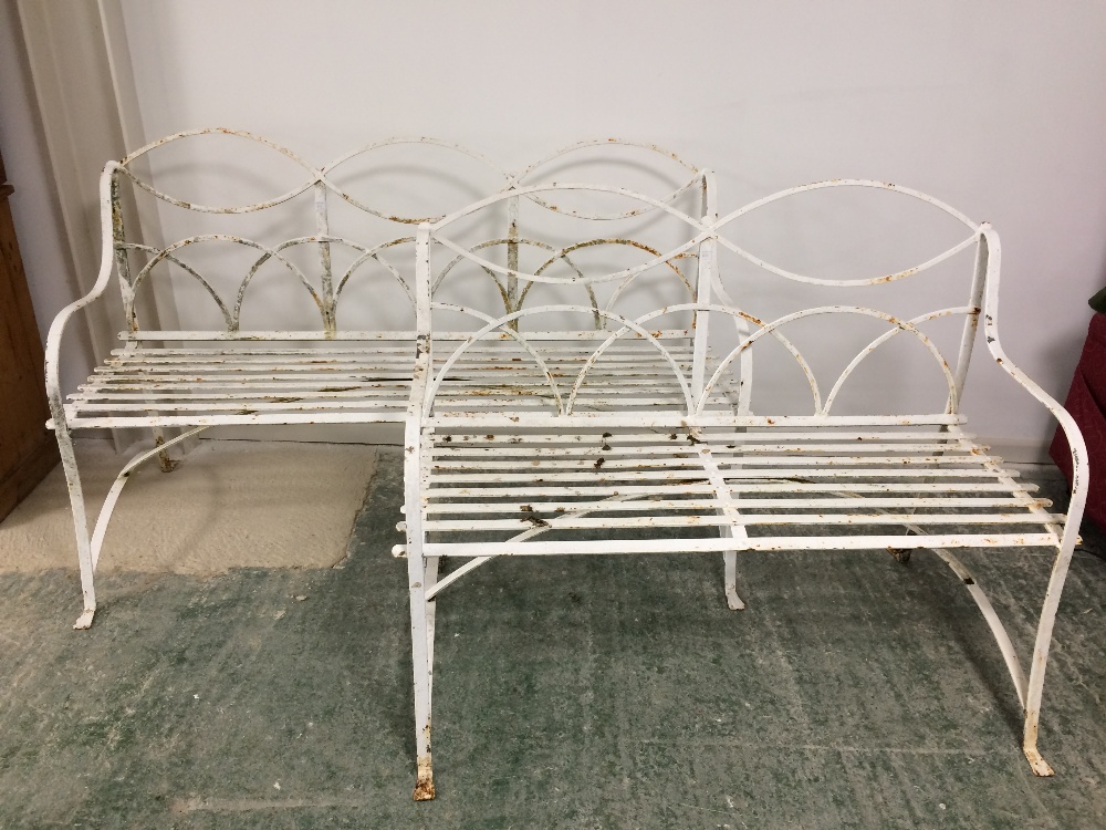 2 Wrought iron garden seats 125 & 155 cm