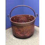 Large copper jardiniere with square carrying handle