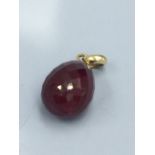 Ruby & gold mounted egg pendant