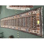 Antique Persian Senneh kilim runner circa 1920's 5.03 X 1.07m