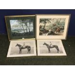 Modern colour print 'Bembridge', modern colour print after Samuel Howitt 'Fox Hunting No 3' & 2