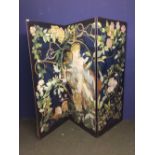 Arts & crafts decorated 3 panel screen 184 x 240 cm