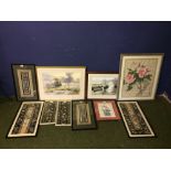 DOUGLAS V BALDWIN C20th watercolour 'Pond with Building' together with 9 other pictures all framed &