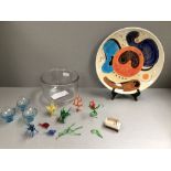 Glass bowl with a collection of 1950's glass fish