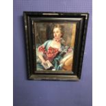 An ebonised framed oil painting portrait of 'Regal Lady' 54 x 41.5 cm