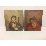 Pair of oils by W Barker 24 x 20 'An Old Salt' dated 1876 & Irish piper after Sir David Wilkie