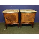 Pair of marble topped bedside cabinets