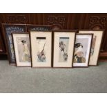 3 Modern colour prints 'Japanese Geishas', 4 modern Japanese prints 'Floral & Avian' & 50 Players