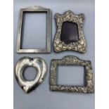Hallmarked silver arts & crafts small photograph frame Birmingham 1902 makers mark MVES & 3 others