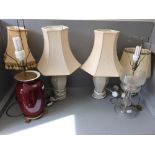 Qty of antique & modern lamps