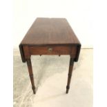 Mahogany drop leaf Pembroke table with single drawer 85cm