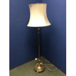 Brass standard lamp & shade