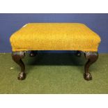 Irish stool upholstered in mustard colour fabric