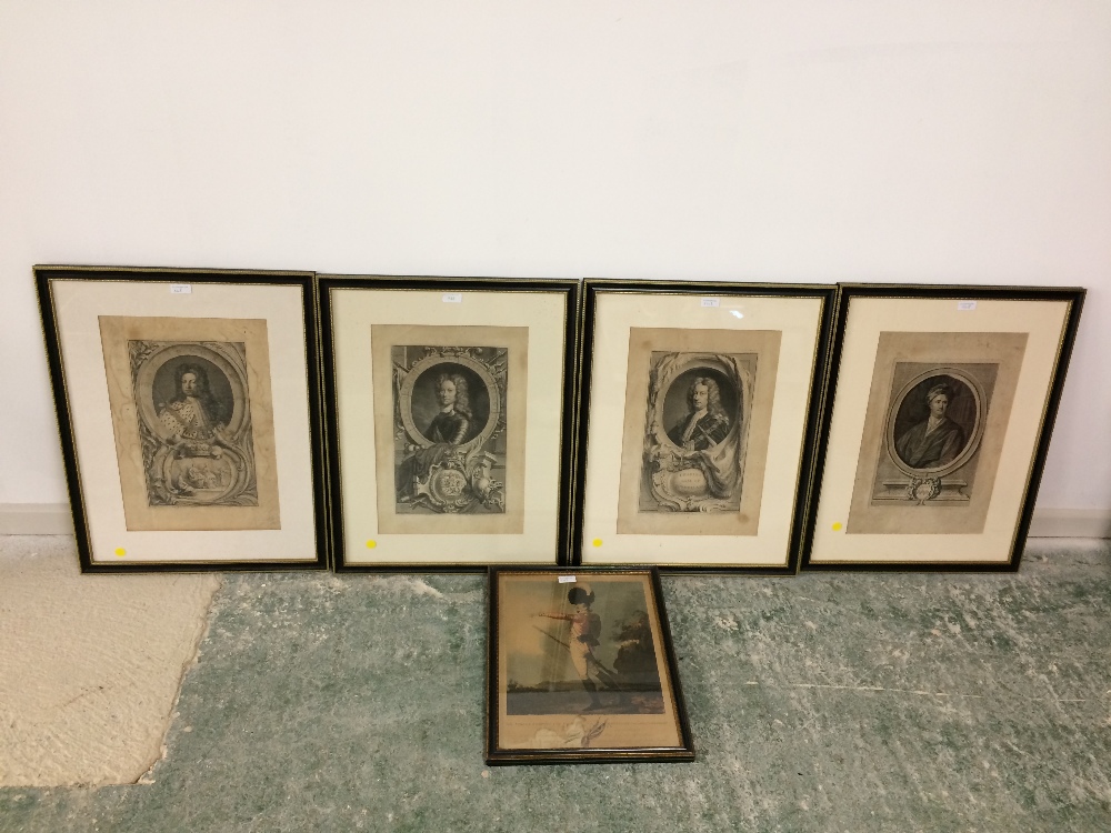 After the antique set of 4 black & white prints 'John Duke of Argyle & Grenwich', ' Charles Duke