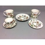 Crown Staffordshire hunting scene pint mugs x 2, tea cup, saucer, plate & shallow bowl