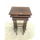 Mahogany & line inlaid nest of 3 tables