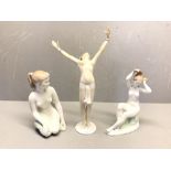 Continental porcelain figures of 3 young ladies