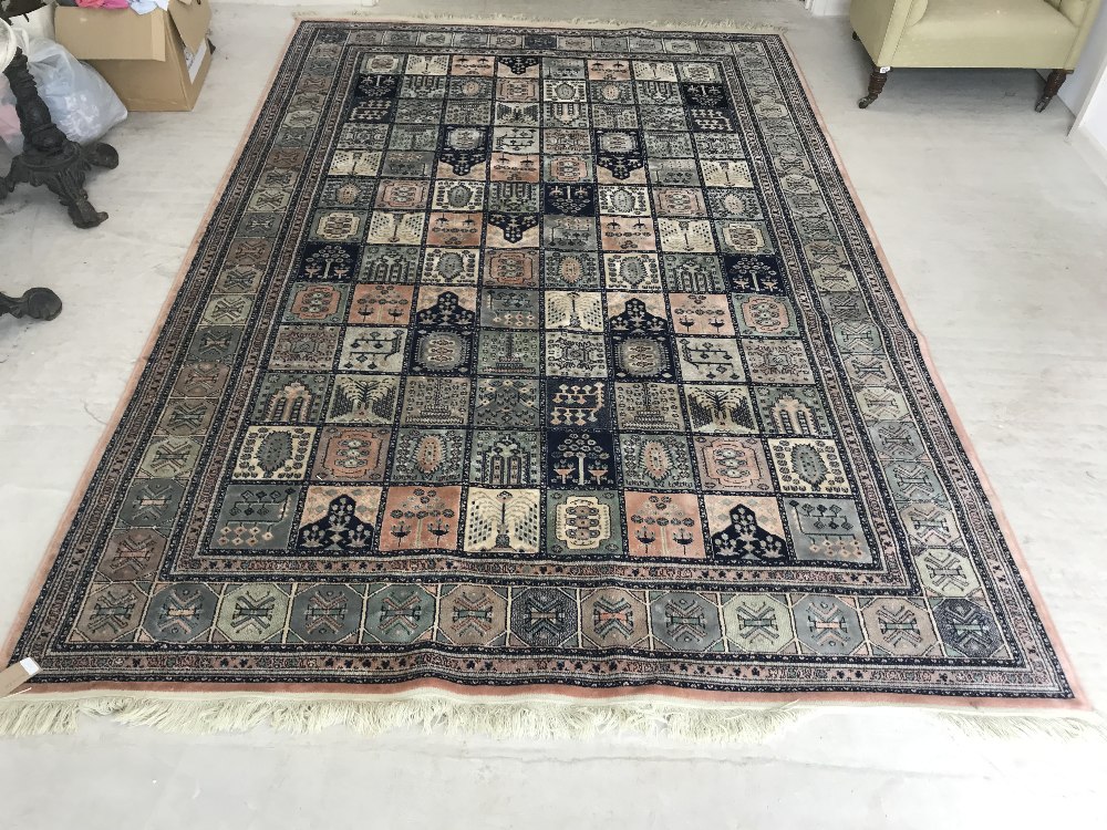 Modern pastel coloured wool & silk Middle Eastern carpet 300 x 200 cm