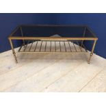 Contemporary glass & brass coffee table