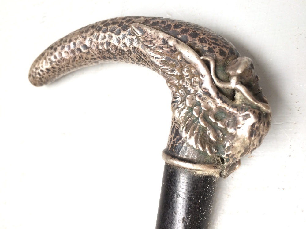 Continental silver mounted eagle walking cane - Image 2 of 3