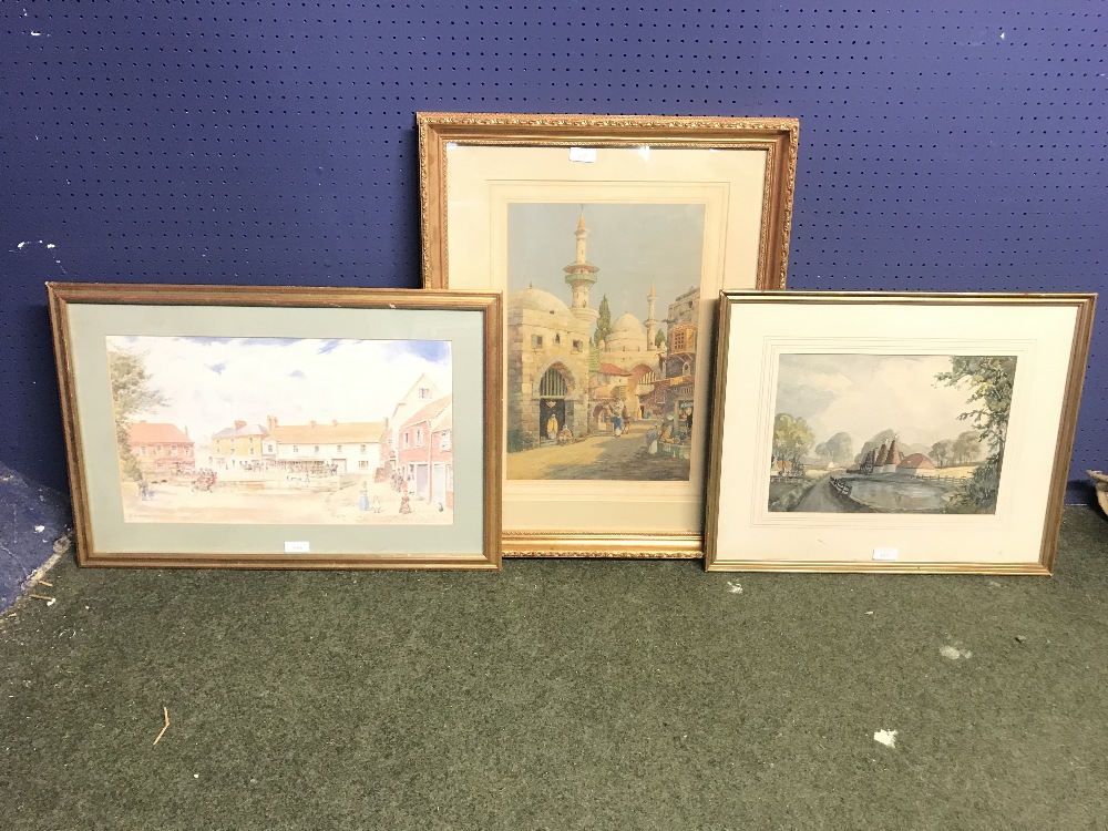 3 Framed scenic views to include of 'Oast House' various sizes