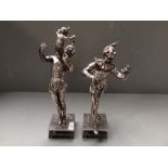 Pair of silvered bronze Art Deco figures signed Adewever