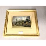 Small oil painting 11 x 16 cm by FW Watts of a view near 'Petersfield, Hampshire' framed & glazed