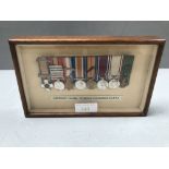 World war I miniature medals, framed & glazed of Lieutenant Colonel Frederick Brousson, DSO, RFA
