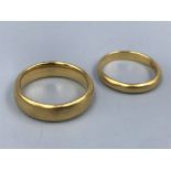 2 22ct gold wedding bands 11.1g sizes N & I