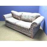Large sofa upholstered in a blue & cream fabric 190cm w