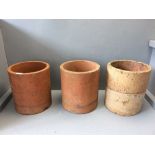 3 Lengths of unglazed clay drainage pipe 30 l x 27 dia cm