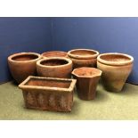 Collection of garden terracotta planters